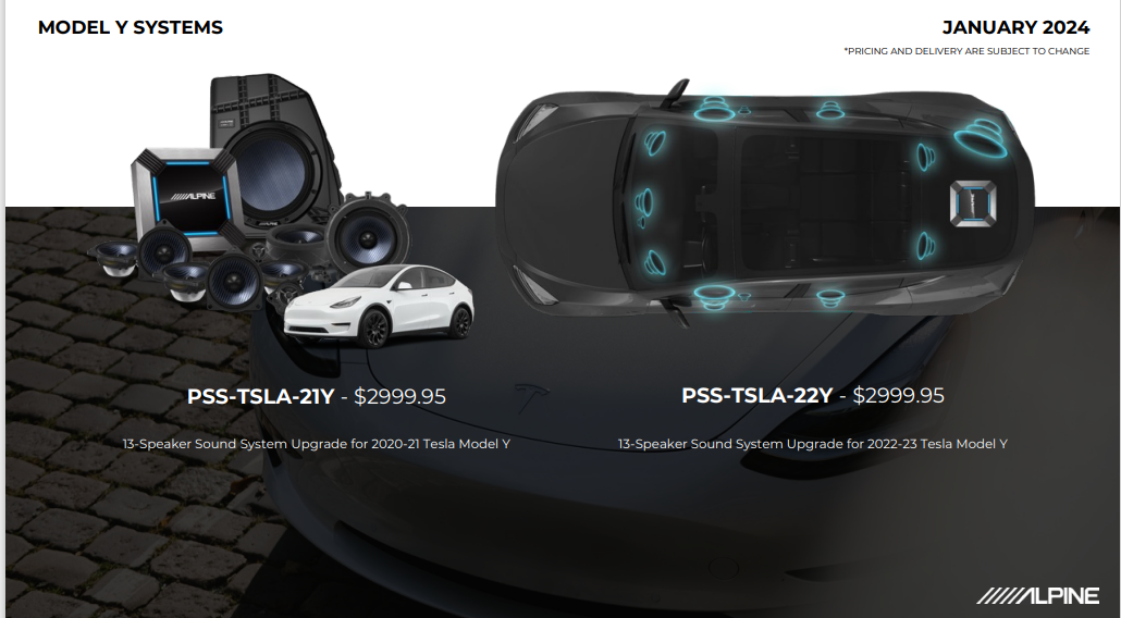 Alpine Tesla Model 3 Model Y Sound System Upgrade